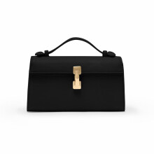 Bolsa clutch mini moderna em couro PU, elegante bolsa de noite com alça superior e formato transversal.