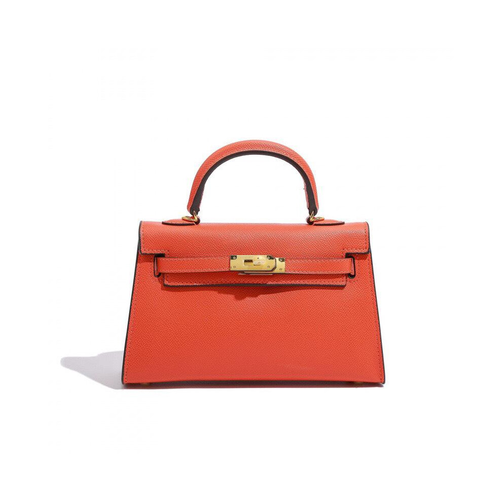 Mini Pebbled Leather Satchel, Top Handle Crossbody Bag with Detachable Strap for Women