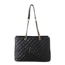 Elegante Tragetasche mit Buchstabenmotiv, geräumige, gesteppte Schultertasche mit Kette für Damen