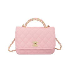 Quadratische, gesteppte rosa Kettentasche, luxuriöse und elegante Umhängetasche für Damen