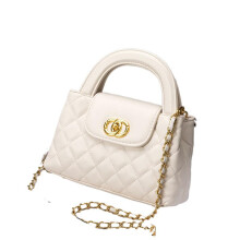 Weiße, quadratische Tasche aus echtem Leder, luxuriöse Umhängetasche mit Kette für Damen