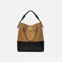 Elegante, gesteppte Kettentasche, Retro-Schultertasche aus mattem Leder mit großem Fassungsvermögen