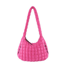 Karierte, gesteppte Cloud Bag, leichte, plissierte Crossbody- und Hobo-Handtasche