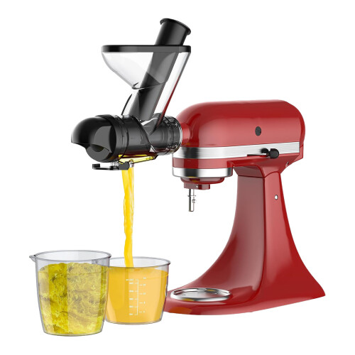Slow Juicer Attachment with Double Feed Chutes and Pusher Easy
