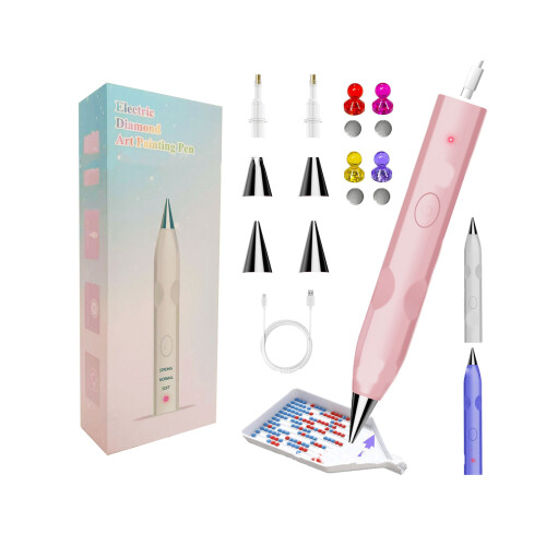 1 Set: Electric Suction Wireless Drill Pen Set with 4-Pink