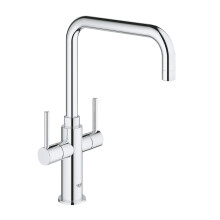 Grohe Kitchen Tap Monobloc Mixer Chrome Dual Lever Brass Contemporary Faucet