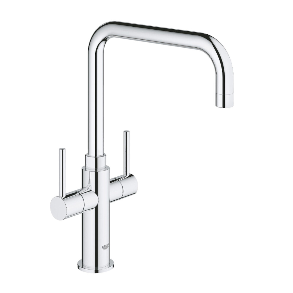 Grohe Kitchen Tap Monobloc Mixer Chrome Dual Lever Brass Contemporary Faucet