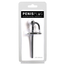 Penisplug Dilatator med Kugle og Glansring Sort