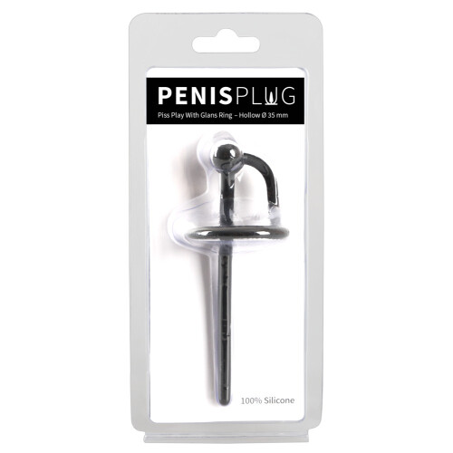 Penisplug Dilatator med Kugle og Glansring Sort