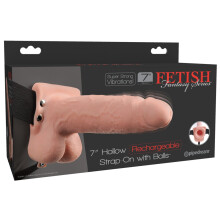 7" Hollow Rechargeable Strap-on with Balls