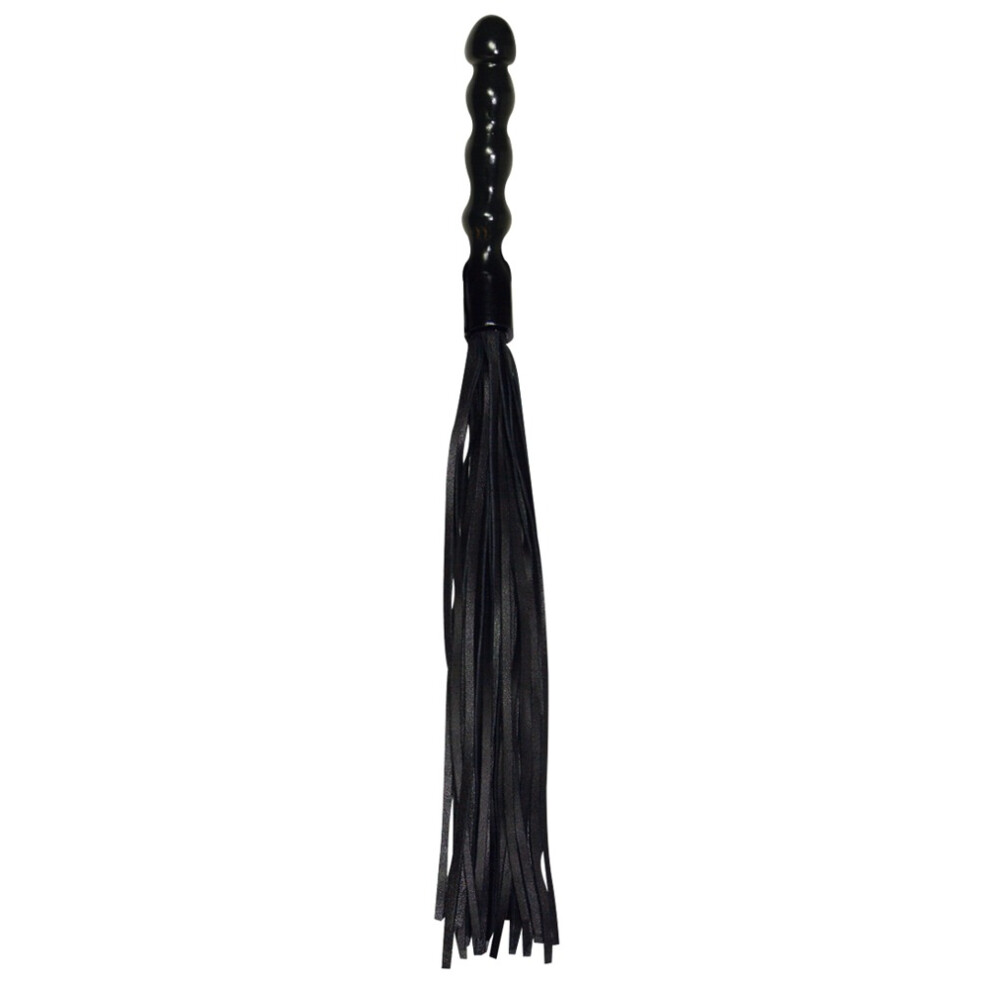 Zado Black Leather Flogger With Wooden Handle