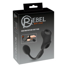 Rebel Ball og Penisring med Vibrerende Analprop Sort