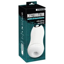 Stroker Masturbator Med 2 Suge- Og Vibrationsfunktioner Hvid