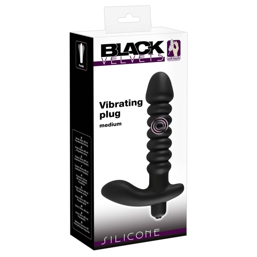 Black Velvets Black Vibrating Plug Medium