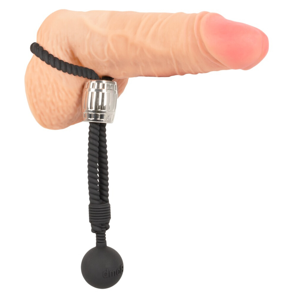 Rebel Black Heavy Rope Cock Strap With Ball