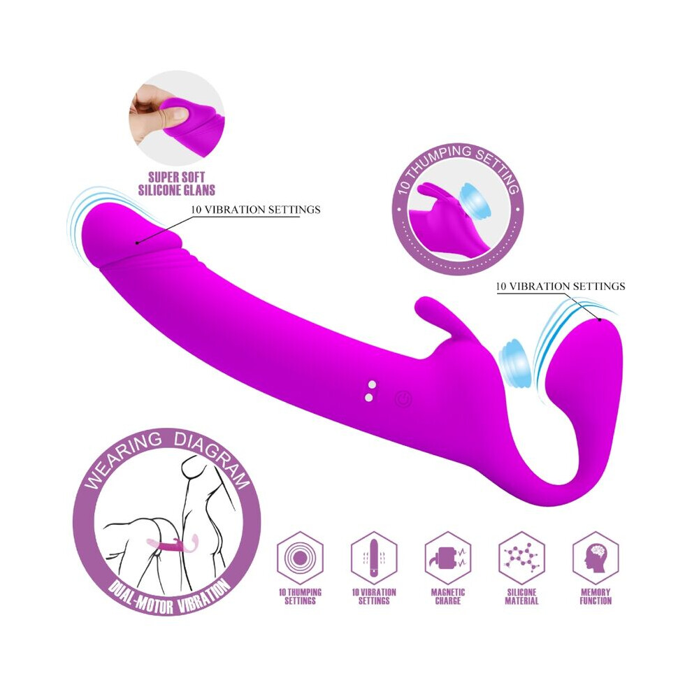 Pretty Love Purple - Zanini Strapless Strap-On 10 Vibrations