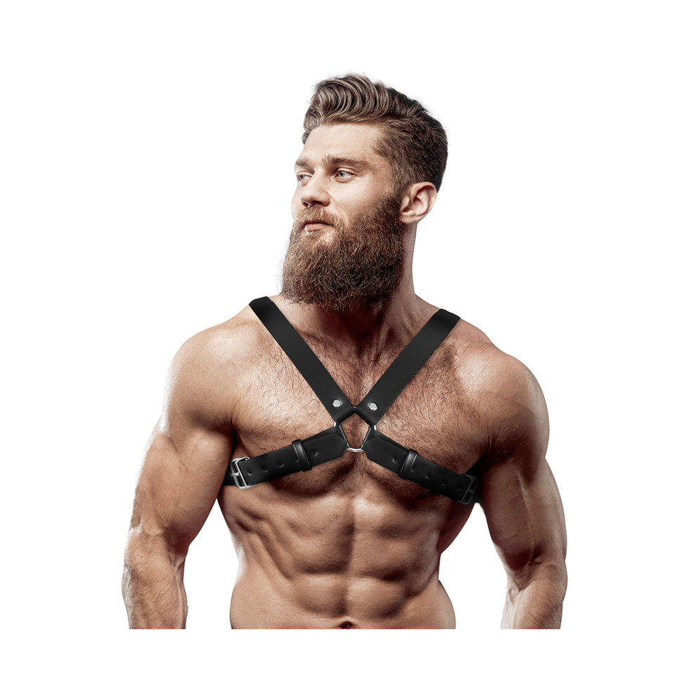 Fetish Submissive Attitude - Mens Adjustable Eco-Leather Cross Chest Bulldog Harness