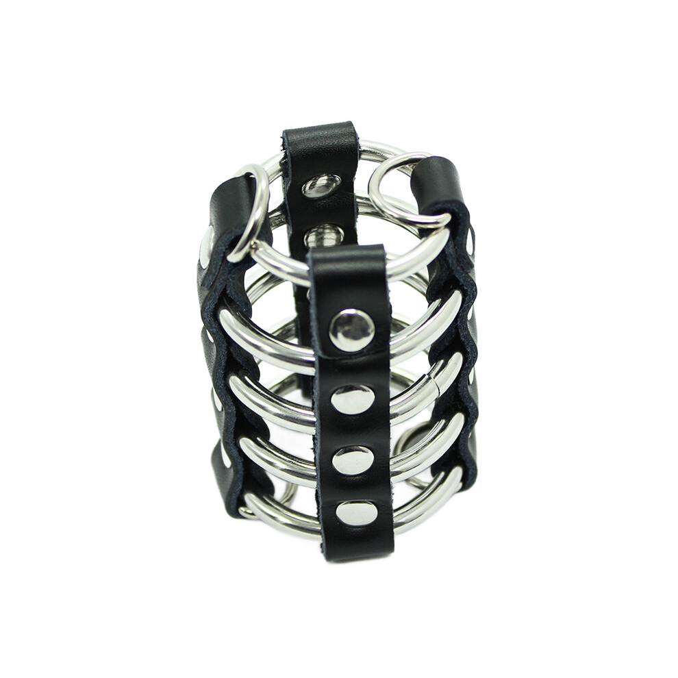 Ohmama Fetish - Penis Cage With Metal Rings And Leather Straps