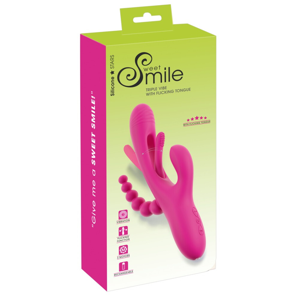Sweet Smile Triple Vibe With Flicking Tongue