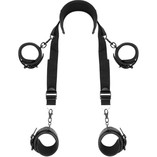 FETISH SUBMISSIVE - MASTER POSITION WITH 4 NOPRENE-LINED HANDCUFFS 1