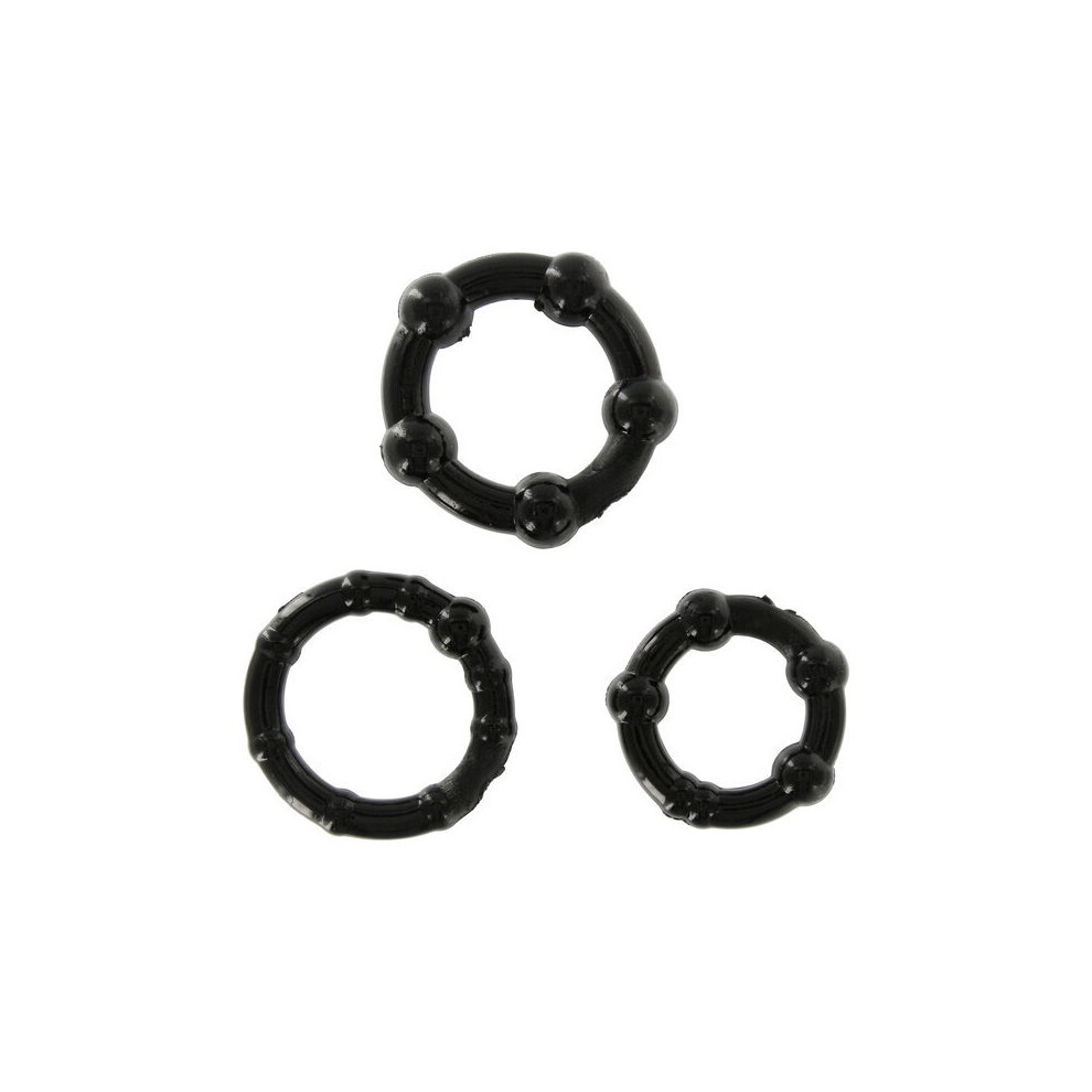 Seven Creations Black - Set Of Three Penis Rings
