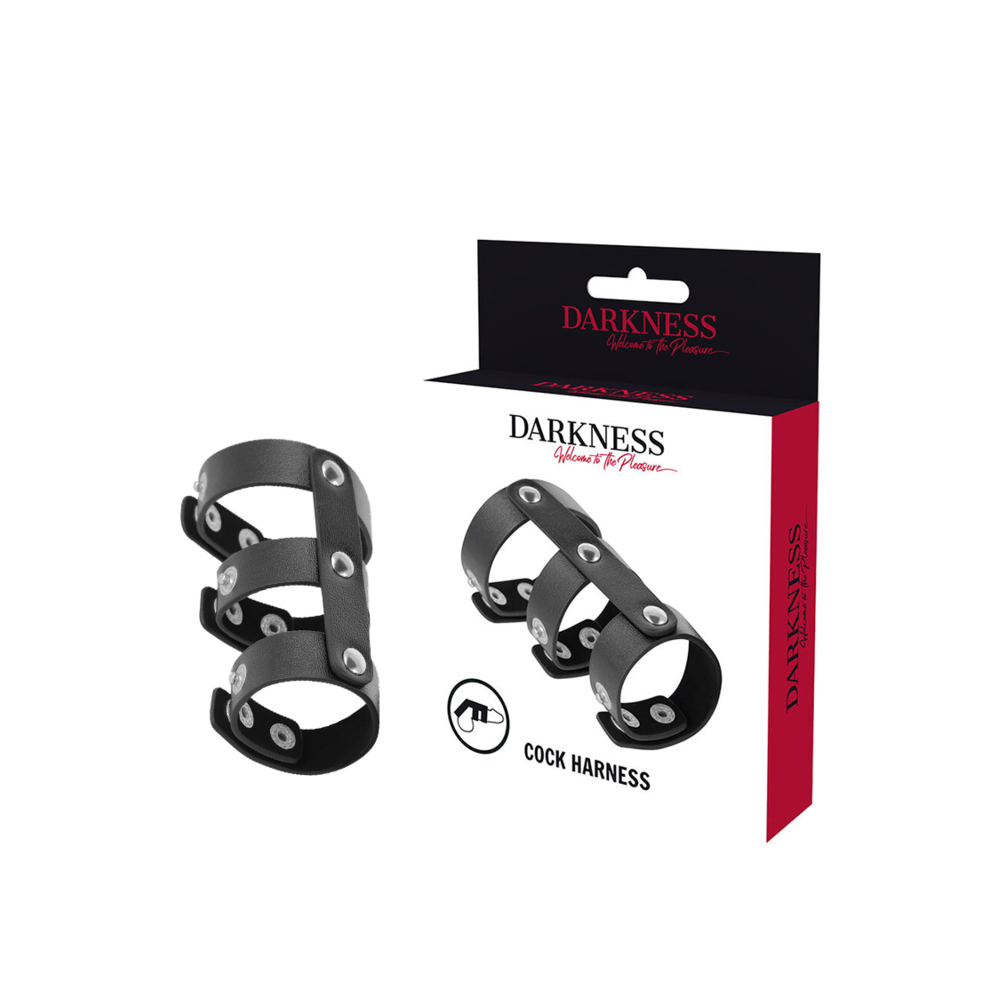 Darkness Bondage Darkness - Adjustable Leather Double Penis And Testicle Ring
