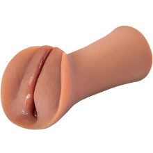 PET Realistisk Håndholdt Masturbator Labia Mørk Hud