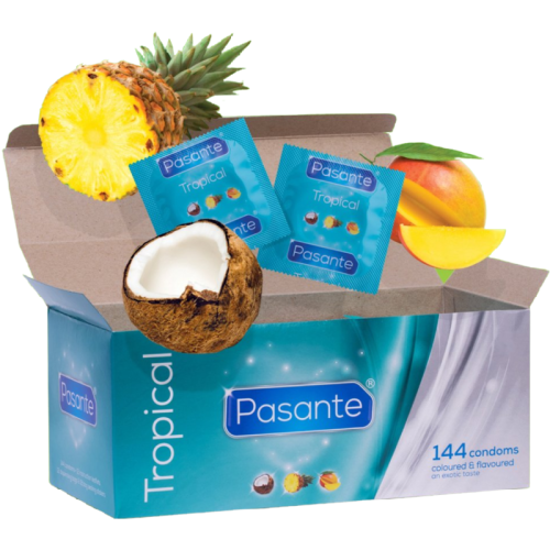 Pasante PASANTE - CONDOMS TROPICAL FLAVORS 144 UNITS