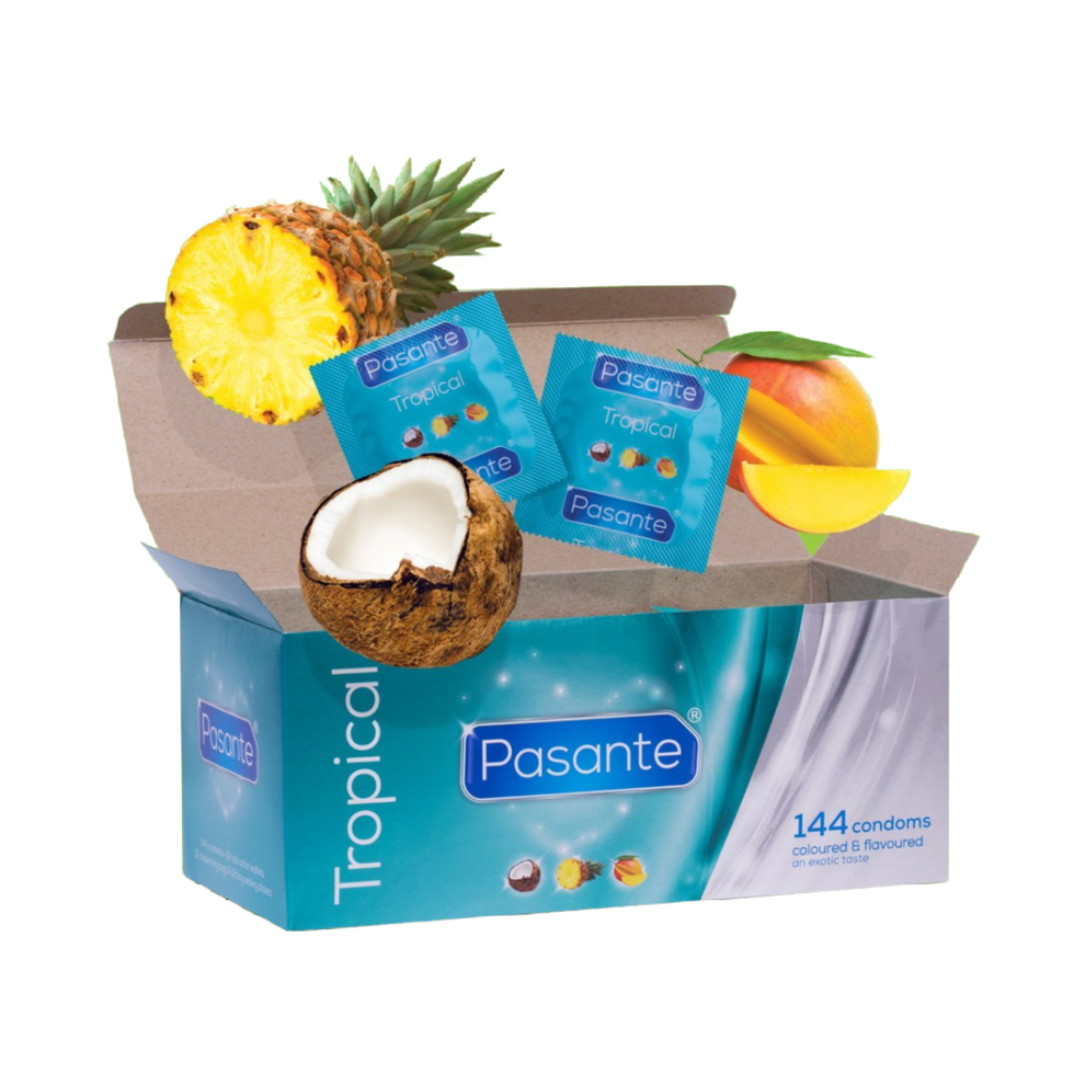 Pasante - Condoms Tropical Flavors 144 Units Orange/Yellow