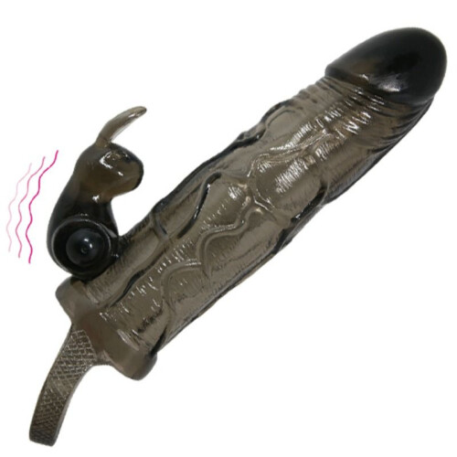 BAILE - BRAVE MAN PENIS COVER WITH RABBIT BLACK 16.5 CM 1