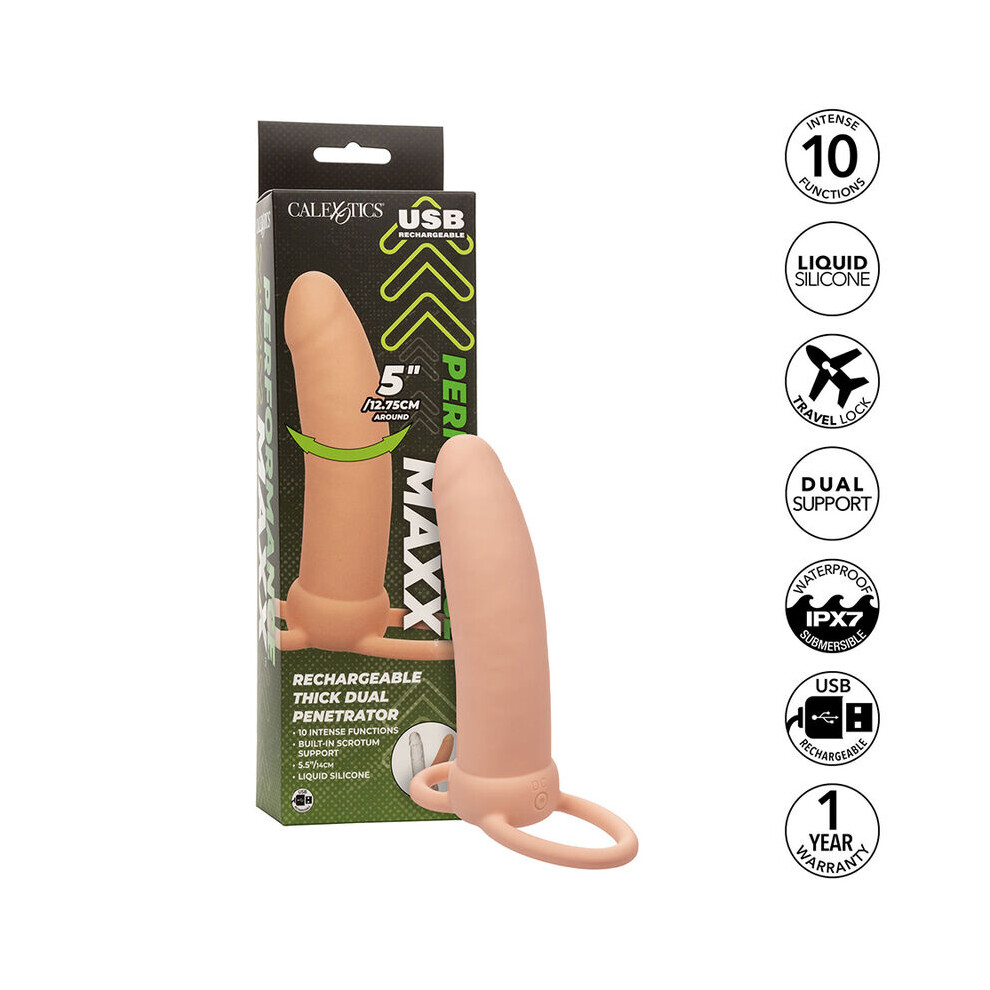 Calexotics - Maxx Thick Dual Penetrator 10 Vibrations Flesh