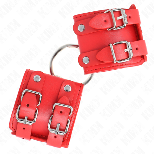 KINK - FIXED WRIST RESTRAINTS WITH RING AND STUDS ADJUSTABLE RED 17-22 CM X 6.5 CM 1