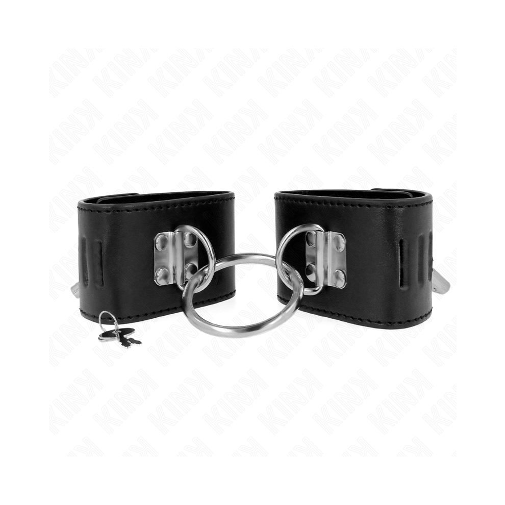 Kink Wrist Restraint Black Kink - Fixed Wrist Restraints With Ring And Padlock Closure Adjustable 16-23 Cm X 5.5 Cm