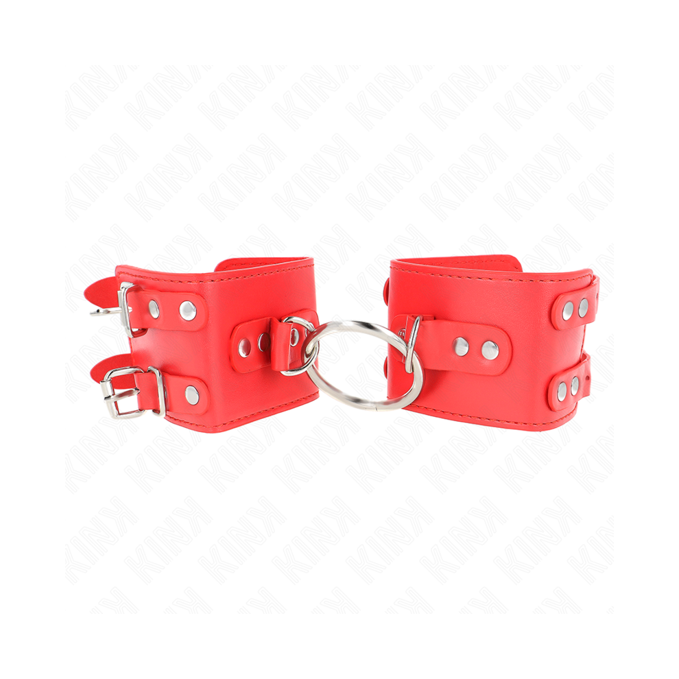 Kink Wrist Restraint Red Kink - Fixed Wrist Restraints With Ring And Studs Adjustable 17-22 Cm X 6.5 Cm