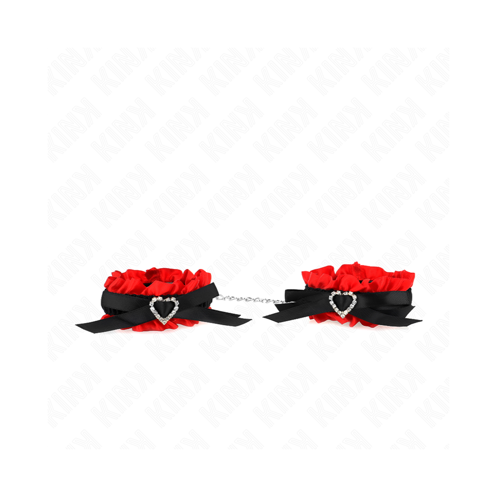 Kink Wrist Restraint Red Kink - Lace Elastic Wrist Restraints Heart Details Adjustable 22-35 Cm