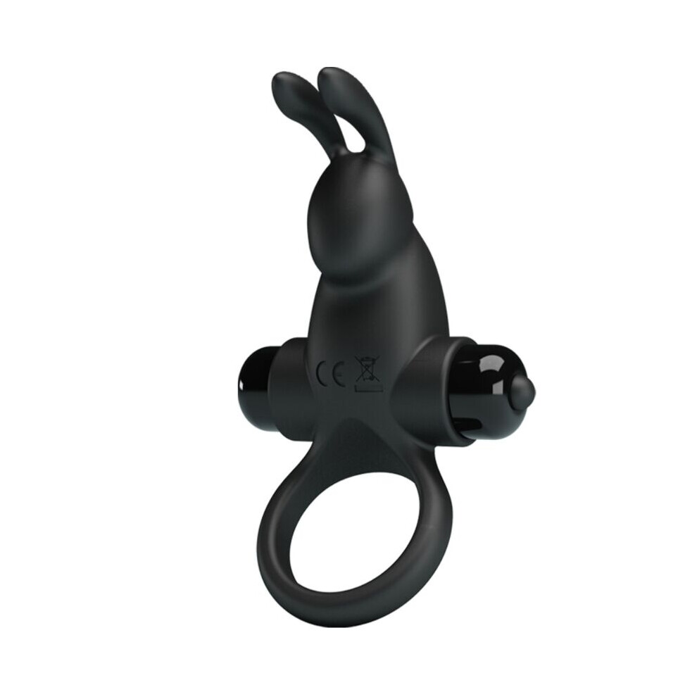 Pretty Love Black - Vibrating Ring + Rabbit Clitoris Stimulator 10 Vibrations