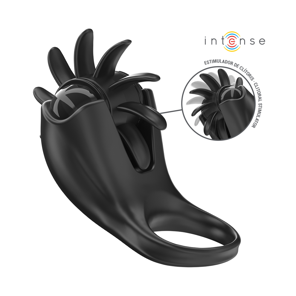 Intense Couples Toys Black Intense - Mabel Vibrating Ring 10 Vibrations With Clitoris Stimulator