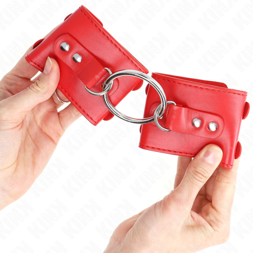KINK - FIXED WRIST RESTRAINTS WITH RING AND STUDS ADJUSTABLE RED 17-22 CM X 6.5 CM 2