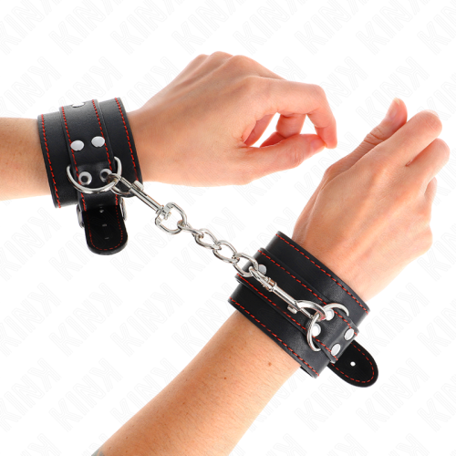 KINK - WRIST RESTRAINTS BLACK WITH RED LINING ADJUSTABLE 20-28 CM X 5.5 CM 2