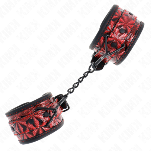 KINK - DIAMOND PATTERN WRIST RESTRAINTS DARK RED ADJUSTABLE 17-26 CM X 5.5 CM 1
