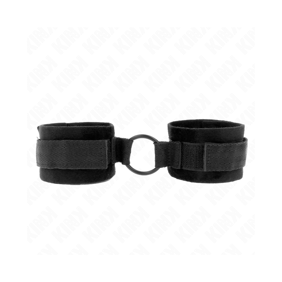 Kink Wrist Restraint Black Kink - Beginner Fur Hand Cuffs 25 Cm With O-Ring 4 Cm Adjustable 15-25 Cm