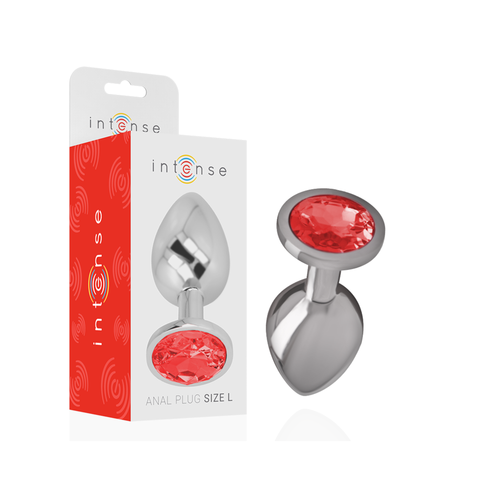Intense Anal Toys Red Intense - Aluminum Metal Anal Plug With Crystal Size L