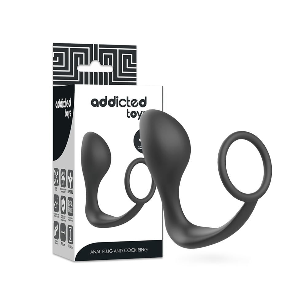 Addicted Toys Black - Anal Plug With Silicone Ring