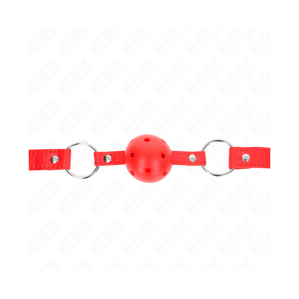 Kink Collar & Gag Red Kink - Breathable Ball 4 Cm Gag With Double Rivet Model 1 62.5 X 2.5 Cm Adjustable 42-58 Cm