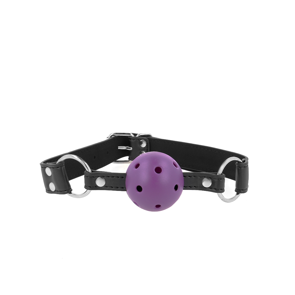 Kink Collar & Gag Purple Kink - Breathable Ball 4 Cm Gag With Double Rivet 62.5 X 2.5 Cm Adjustable 42-58 Cm