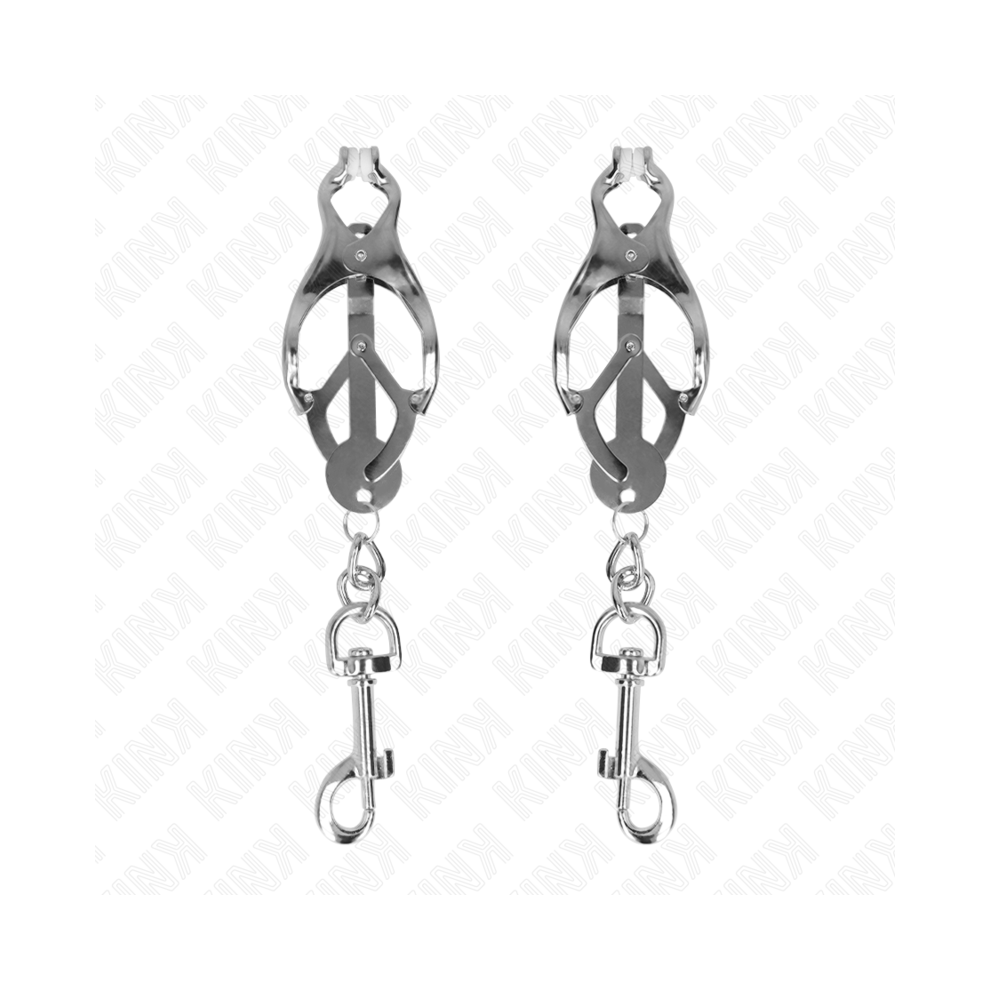 Kink Nipple Grip Silver Kink - Japanese Clover Nipple Clamps With Hooks