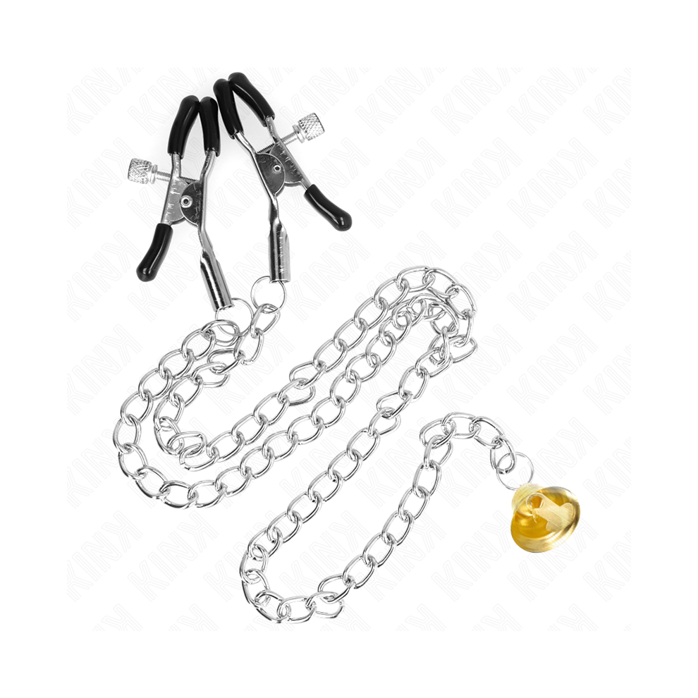 Kink Nipple Grip Kink - Chain Nipple Clamps With Horn Pendant 30 Cm