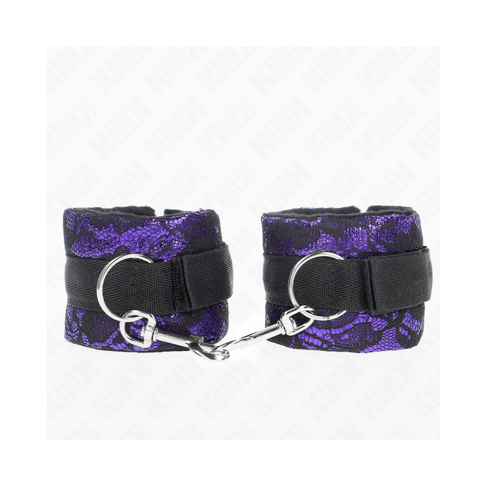 Kink Wrist Restraint Purple/Black Kink - Short Velvet Lace Wrist Restraints And Nylon Bind / 23 X 6.5 Cm