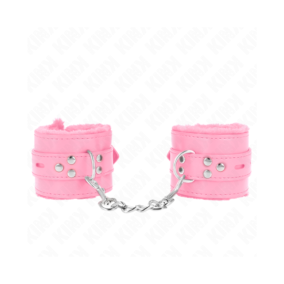 Kink Wrist Restraint Pink Kink - Fur Lined Wrist Restraints With Square Holes And Belt Adjustable 17-29 Cm X 6 Cm