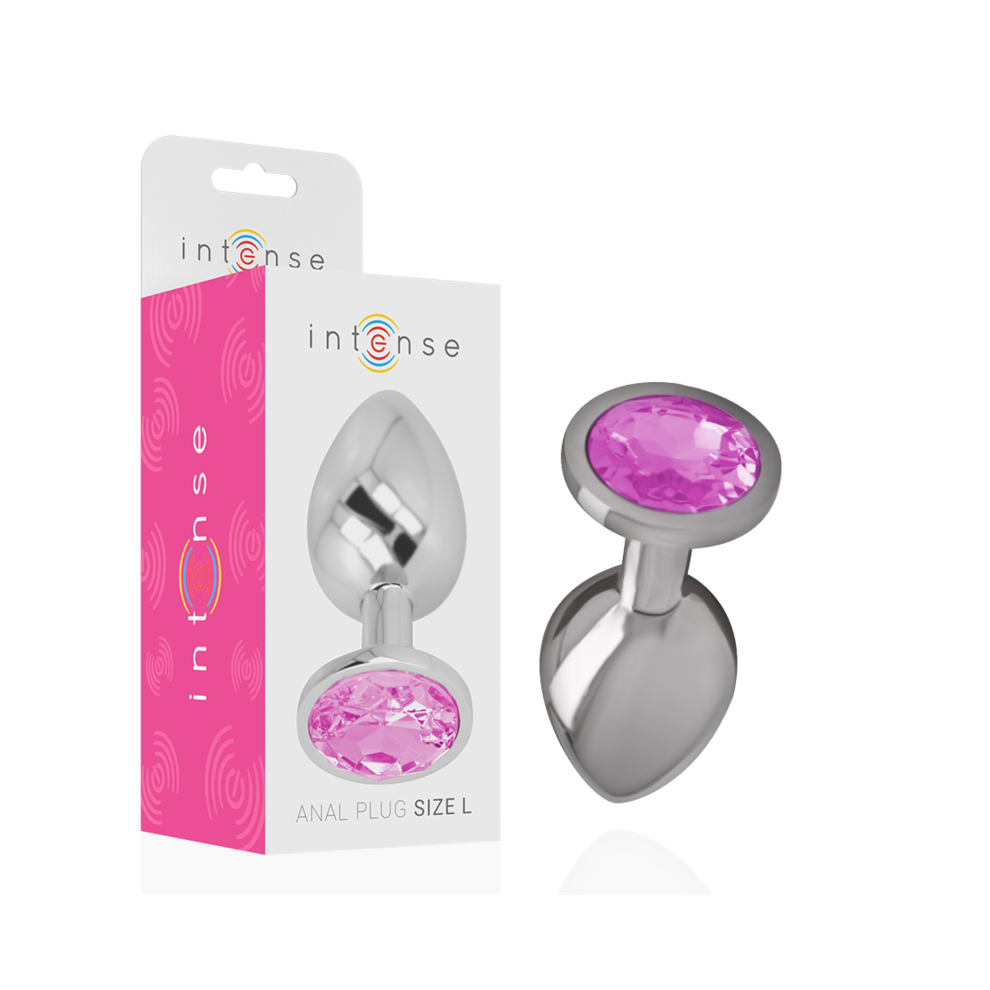 Intense Anal Toys Pink Intense - Aluminum Metal Anal Plug With Crystal Size L